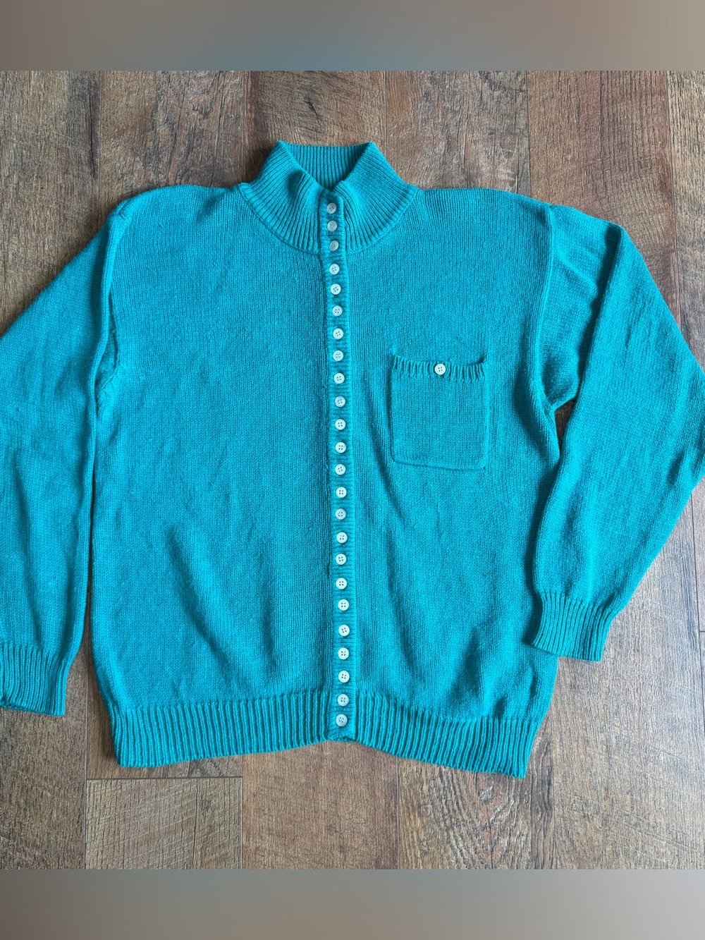 Vintage Gerard Works Women’s Button Cardigan Sweater Pocket Mock Neck Medium